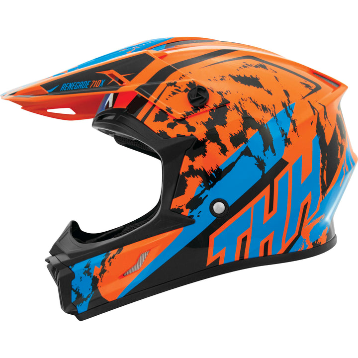 THH T710X Renegade Youth Off Road Helmet Orange/Blue - Side View