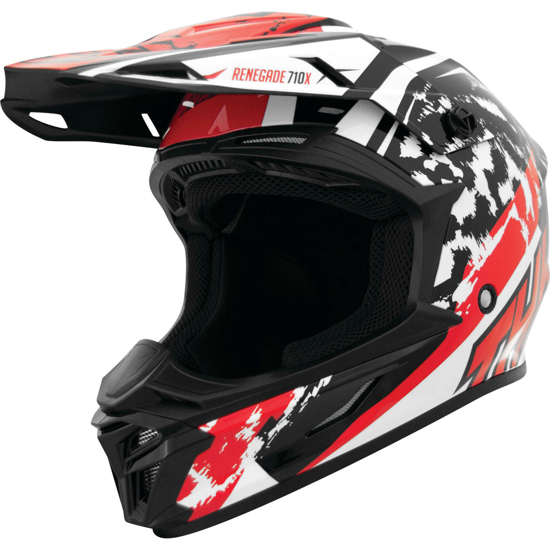 THH T710X Renegade Youth Off Road Helmet White/Red - Front Side View