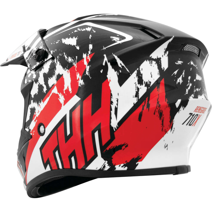 THH T710X Renegade Youth Off Road Helmet White/Red - Rear Side View