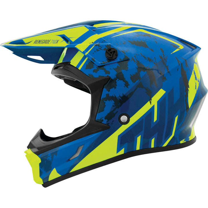 THH T710X Renegade Youth Off Road Helmet Blue/Yellow - Side View