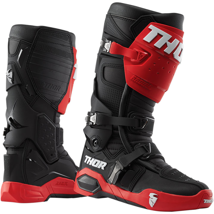 THOR Radial MX Boots Red/Black - Side View of Pair