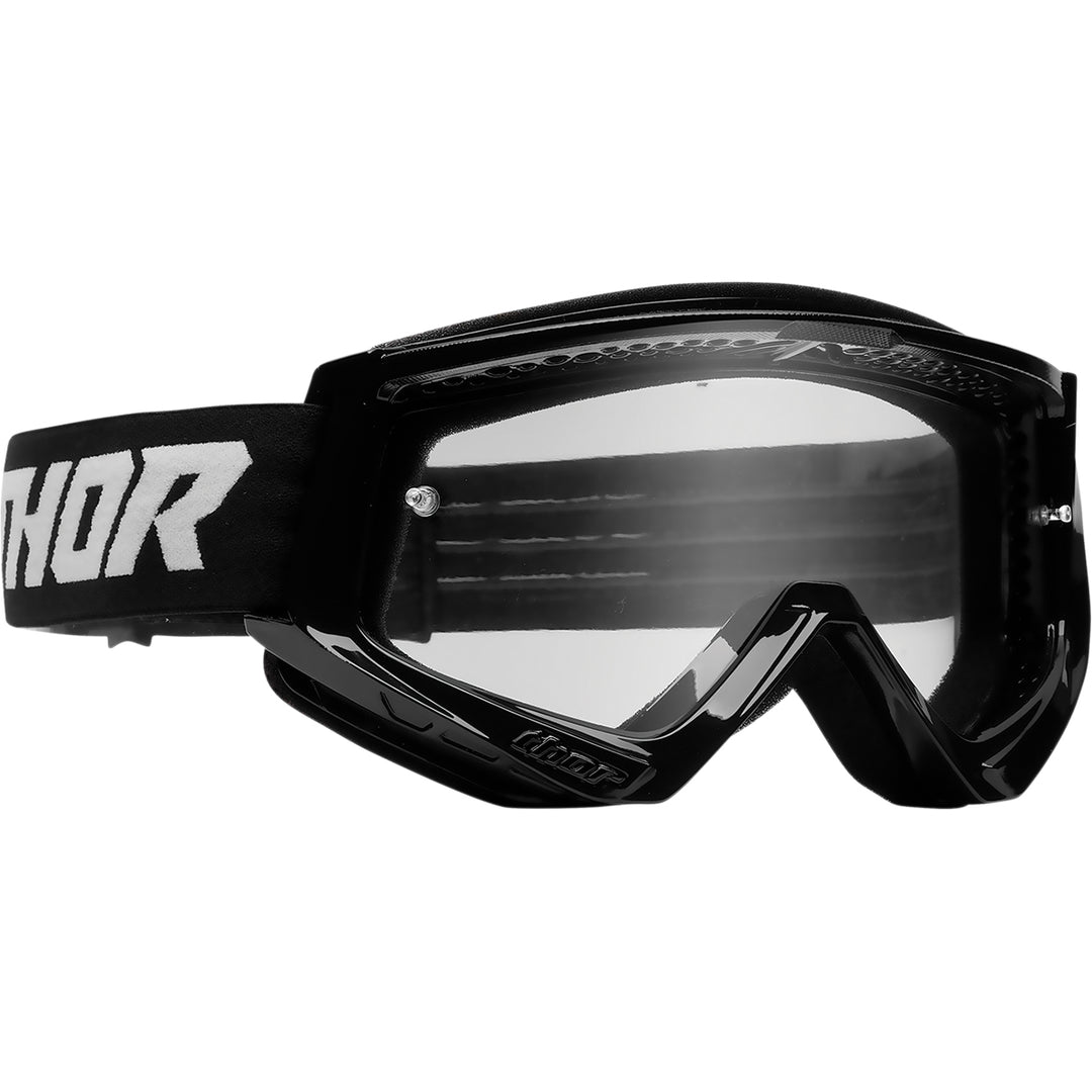 THOR Combat Racer Goggles Black/White - Front Side View