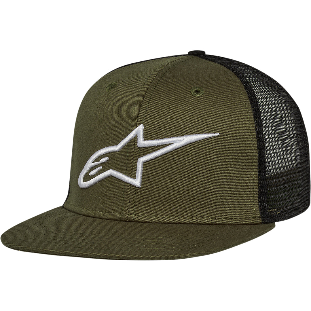 Alpinestars Corp Trucker Hat Military/Black - Front Side View