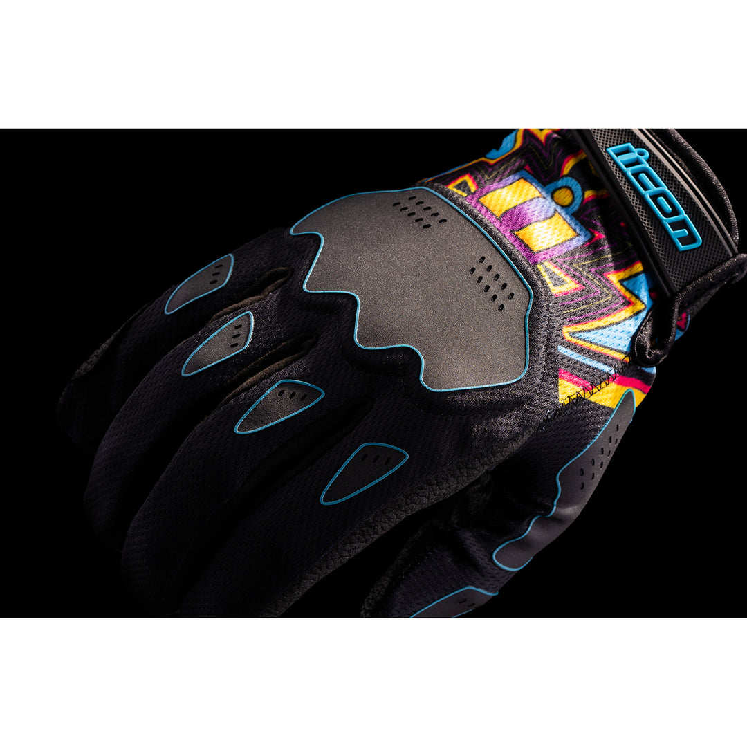 ICON Hooligan Lucky Lid Gloves Black - Close-Up of Back of Hand