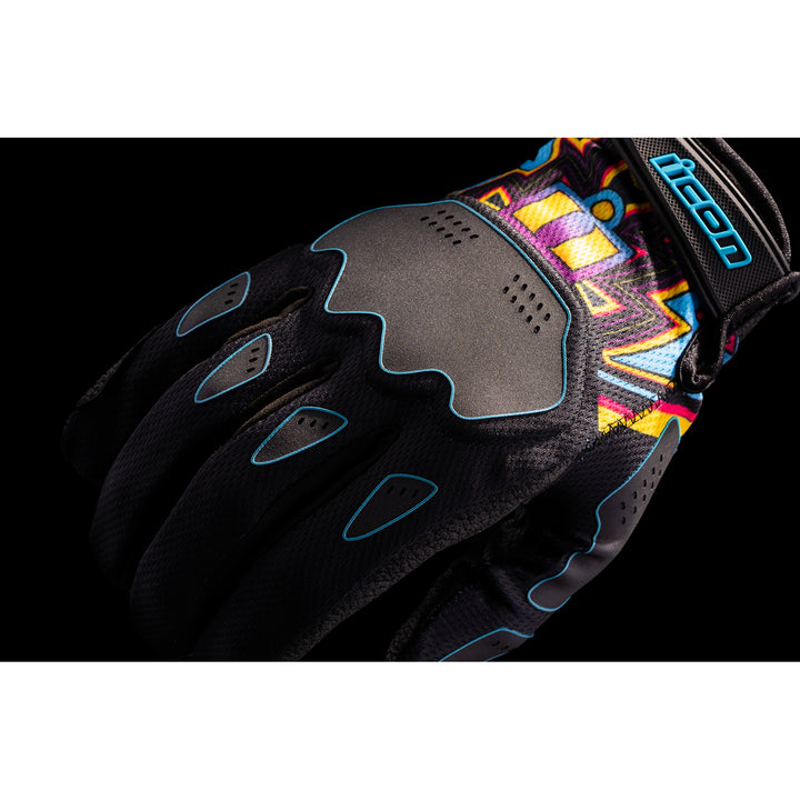 ICON Hooligan Lucky Lid Gloves Black - Close-Up of Back of Hand