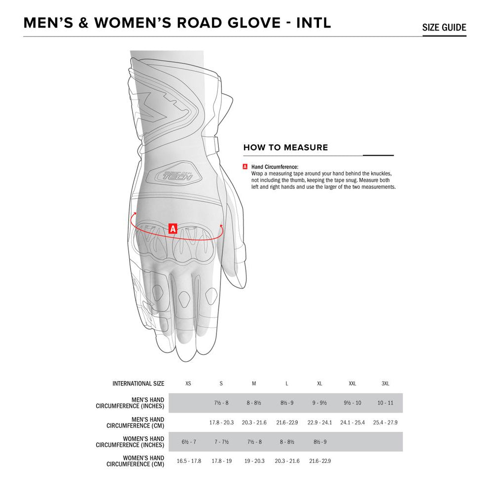 Alpinestars Honda Copper Gloves - Size Chart