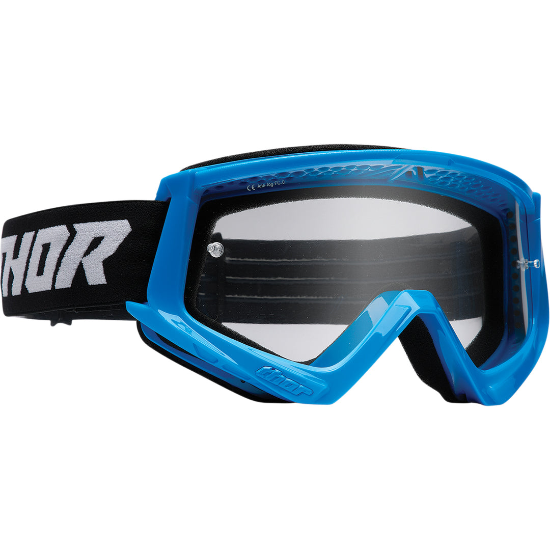THOR Youth Combat Racer Goggles Blue/Black - Front Side View