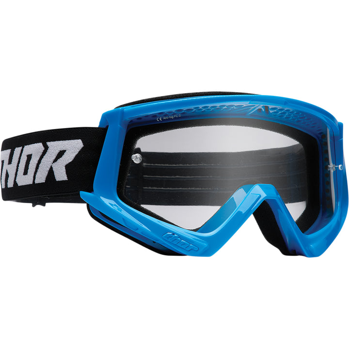 THOR Youth Combat Racer Goggles Blue/Black - Front Side View