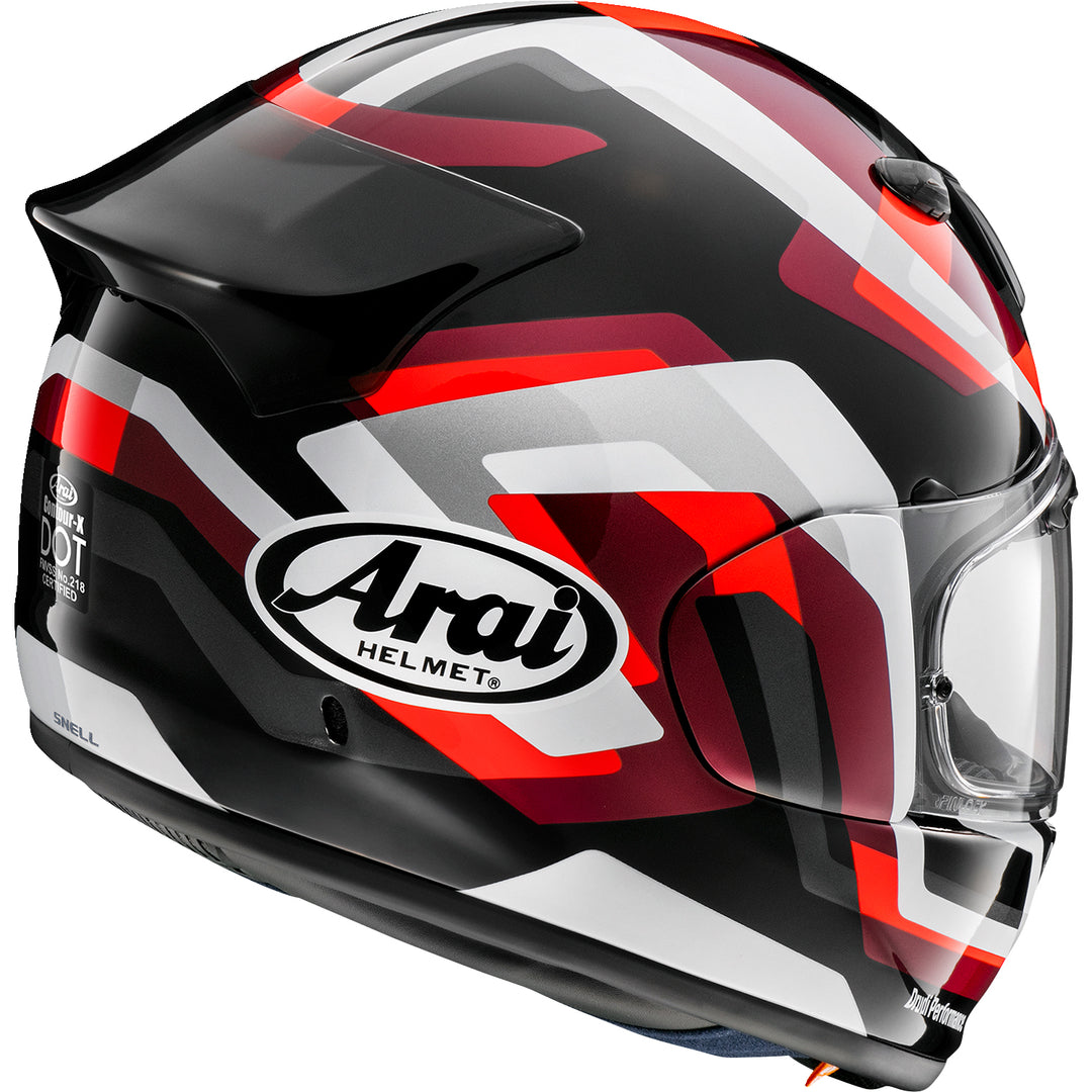 Arai Contour-X Snake Helmet Red - Rear Side View