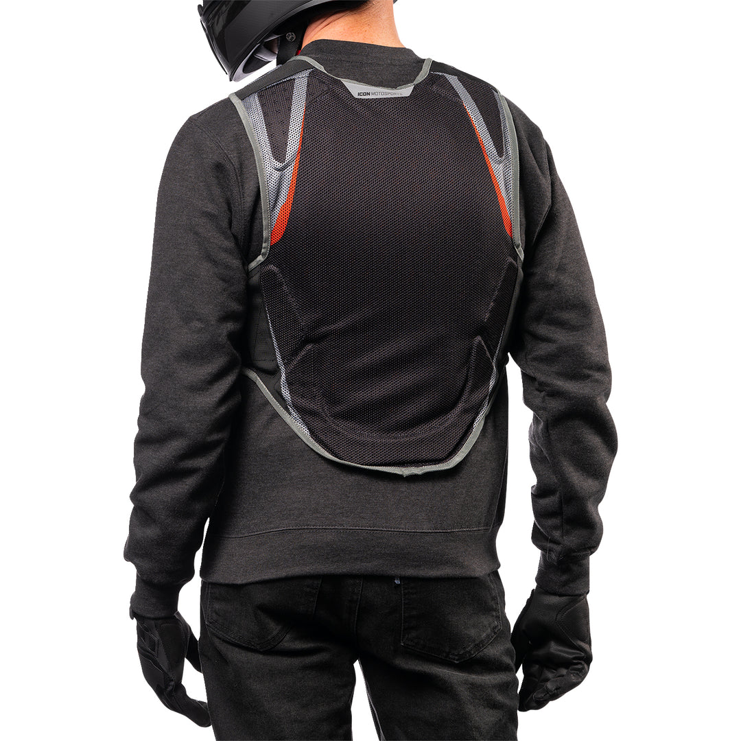 ICON Field Armor Softcore™ Vest Megabolt Black - Rear View of Model Posing in Vest