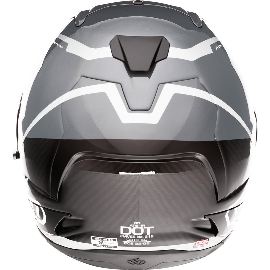 6D Helmets ATS-1R Alpha Helmet Silver - Rear View