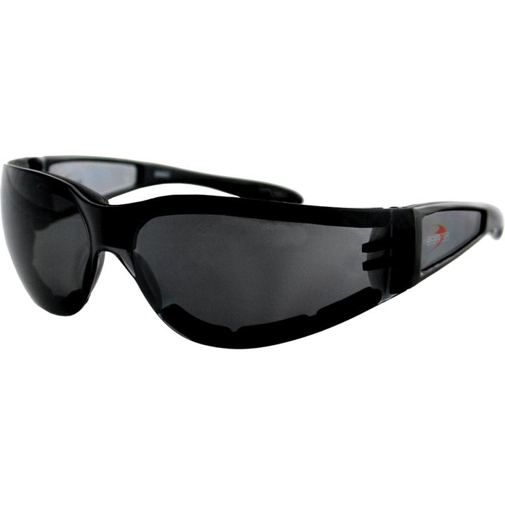 Bobster Shield II Sunglasses Black w/Smoke Lens - Front Side View