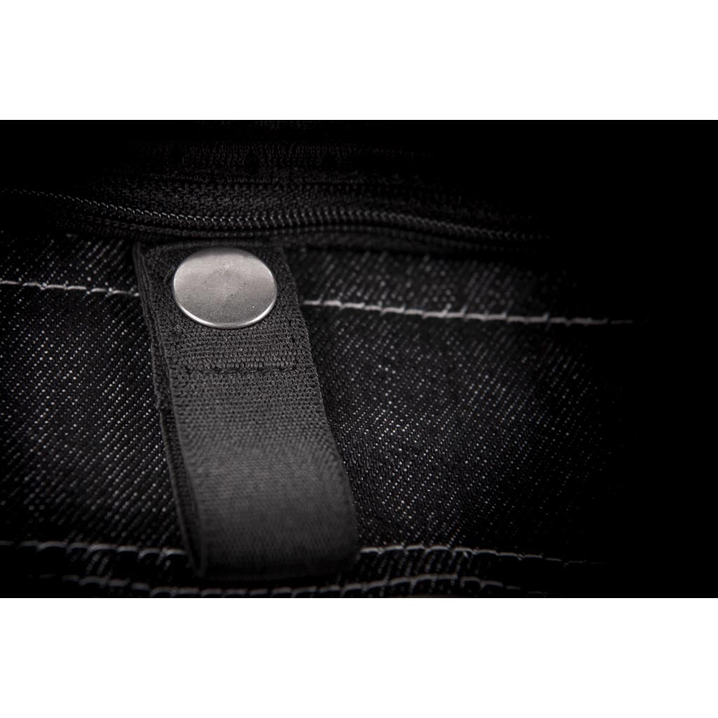 Highway 21 Iron Sights Club Collar Denim Vest Black - Close-Up of Strap