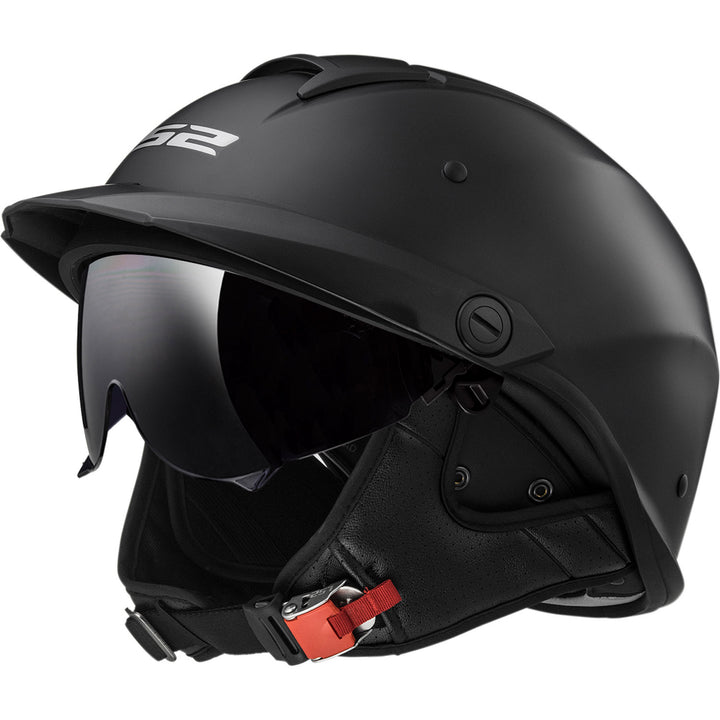 LS2 Helmets Rebellion Solid Motorcycle Half Helmet Matte Black - Front Left Side View