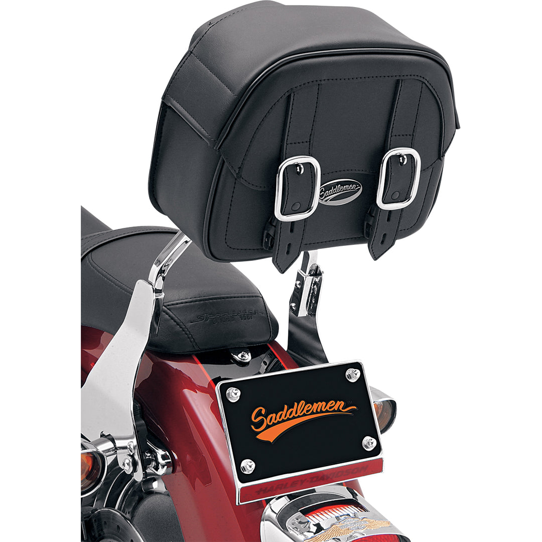 SADDLEMEN Large Drifter™ Sissy Bar Bag - Front Side View Attached to Passenger Backrest