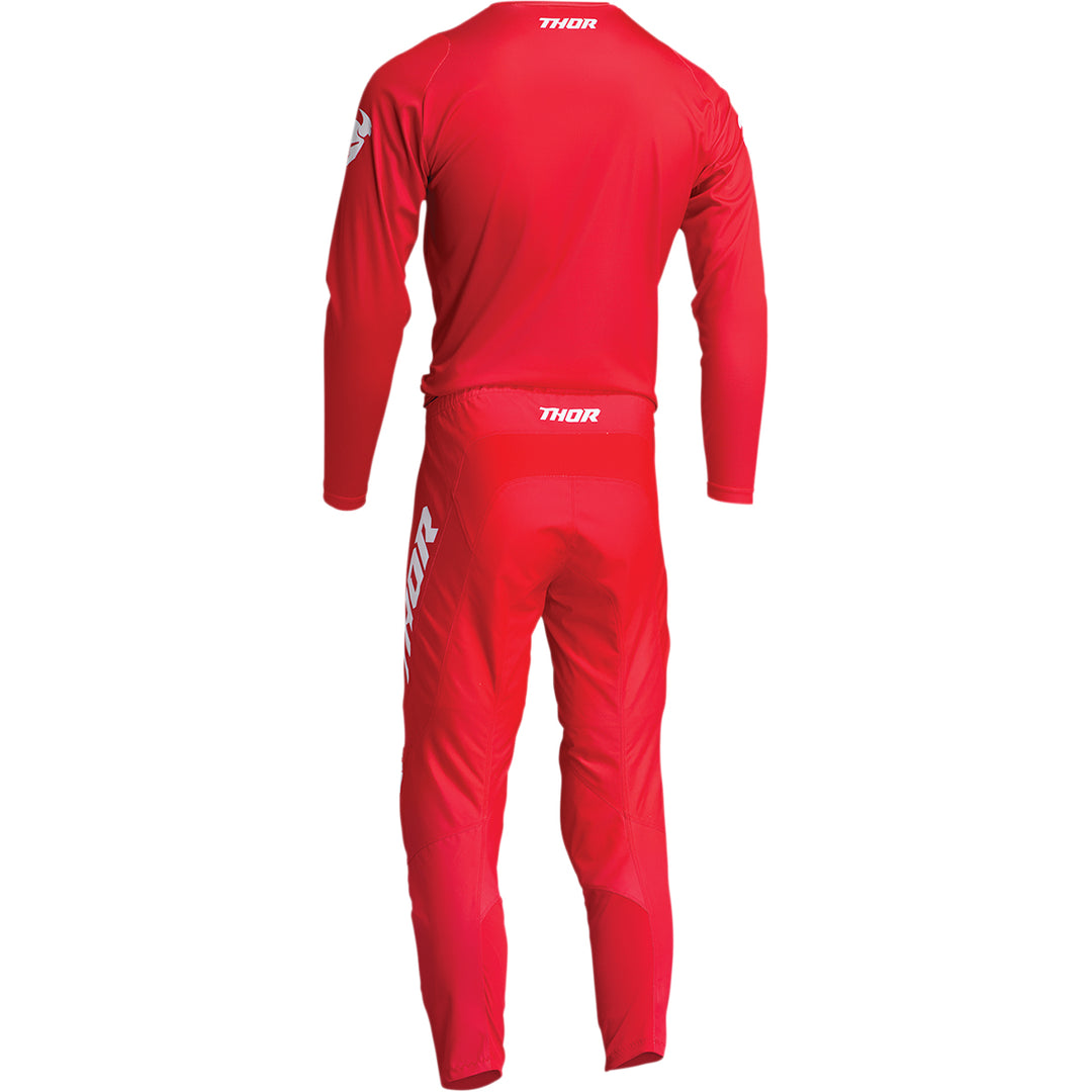 THOR Youth Sector Minimal Jersey Red - Rear View with Pants