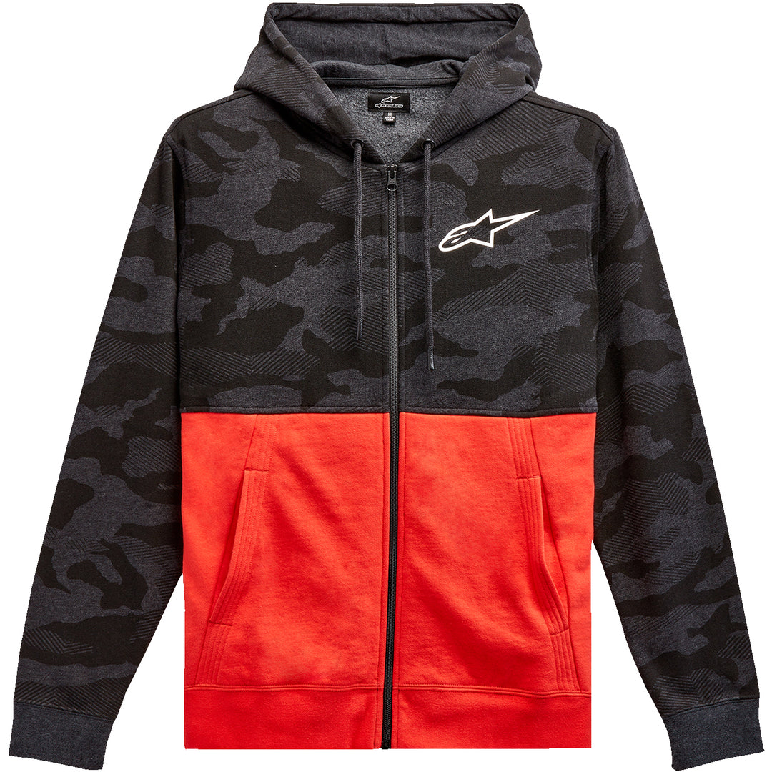 Alpinestars Camo Block Hoodie Charcoal Heather/Warm Red - Front View