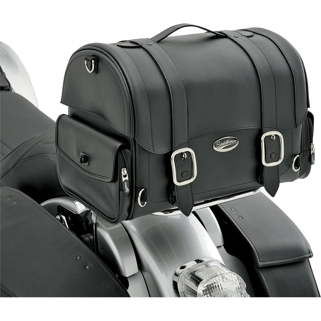 SADDLEMEN Drifter™ Express Tail Bag - Front Side View Attached to Rear Rack