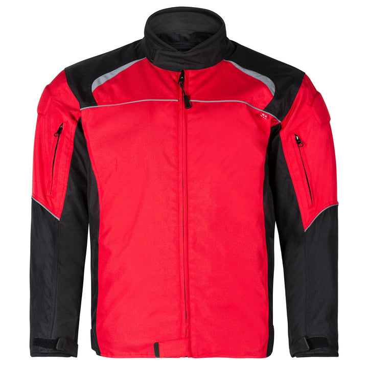 Noru Taifu Waterproof Motorcycle Street Jacket Red/Black - Front View
