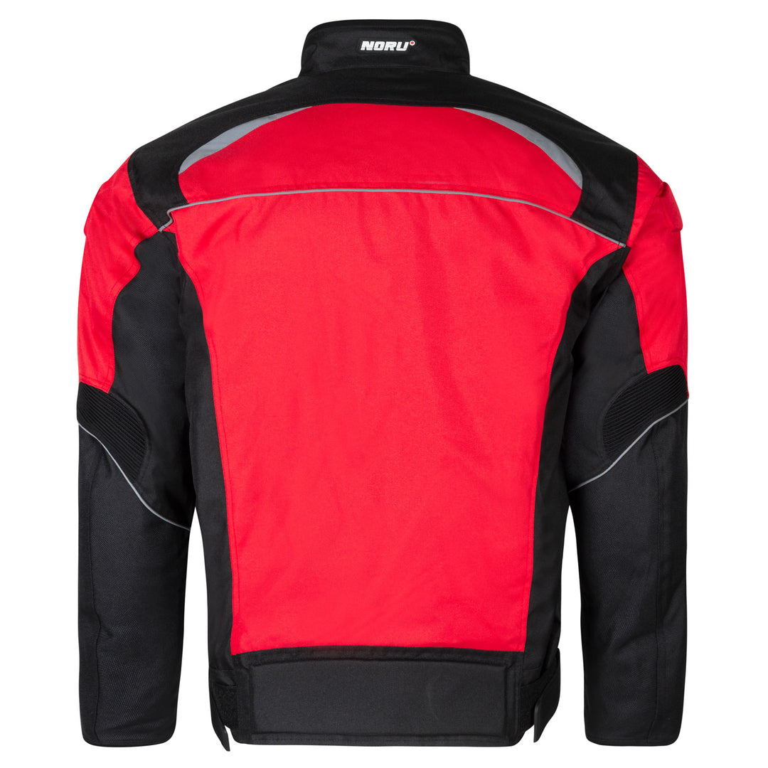 Noru Taifu Waterproof Motorcycle Street Jacket Red/Black - Rear View