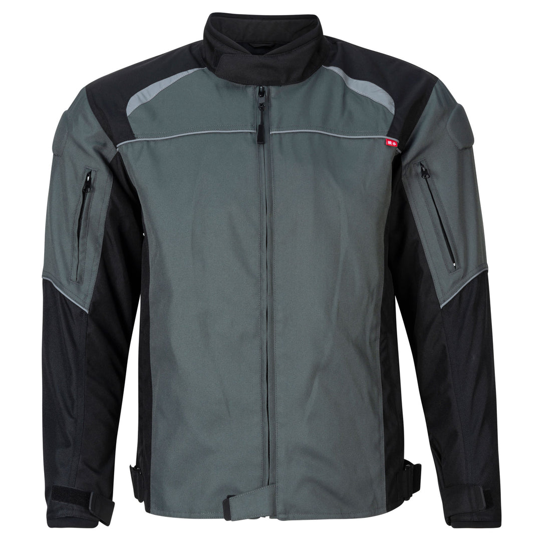 Noru Taifu Waterproof Motorcycle Street Jacket Gray/Black - Front View