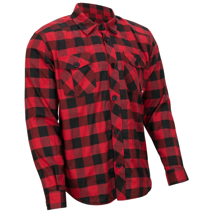 Noru Check Riding Shirt Red/Black - Front Side View