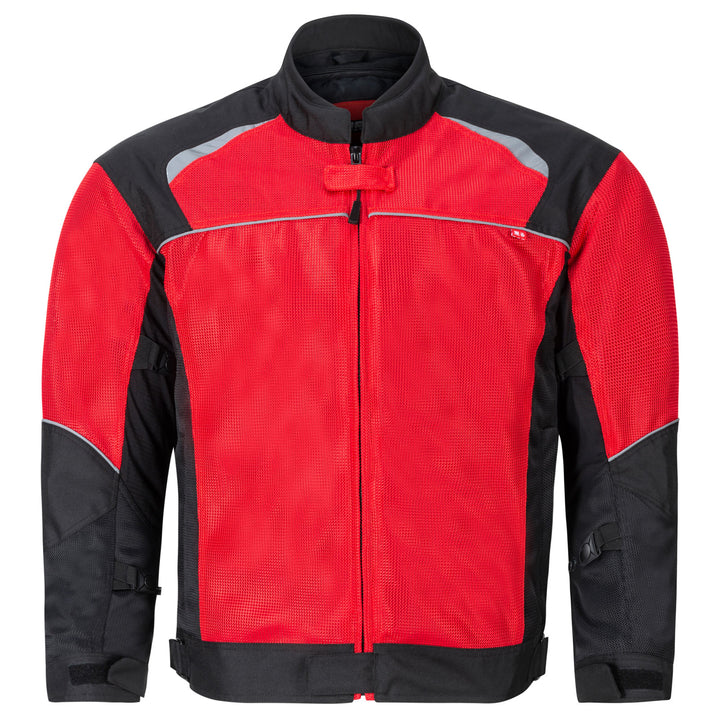 Noru Kuki Motorcycle Street Mesh Jacket Red/Black - Front View