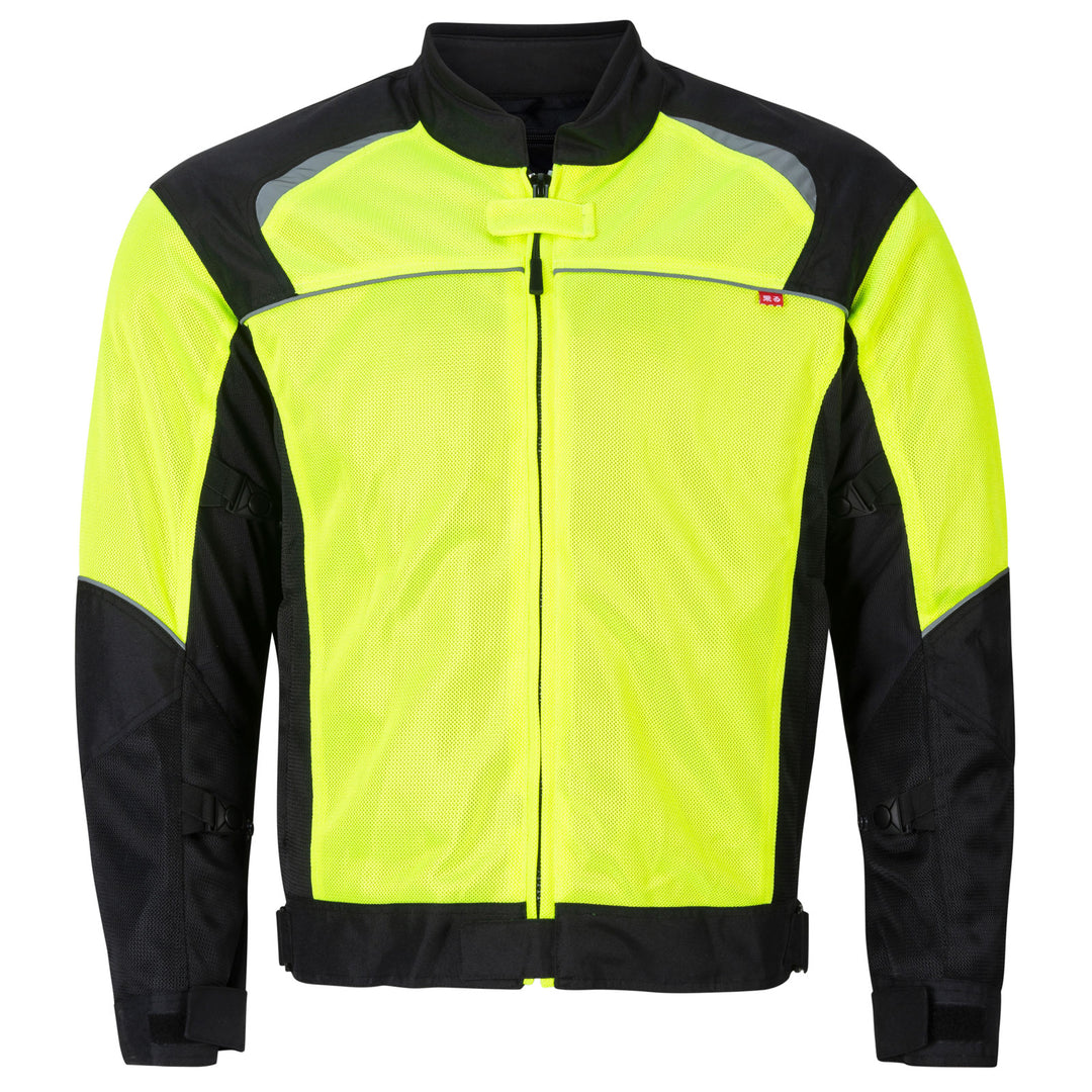 Noru Kuki Motorcycle Street Mesh Jacket Hi-Viz/Black - Front View