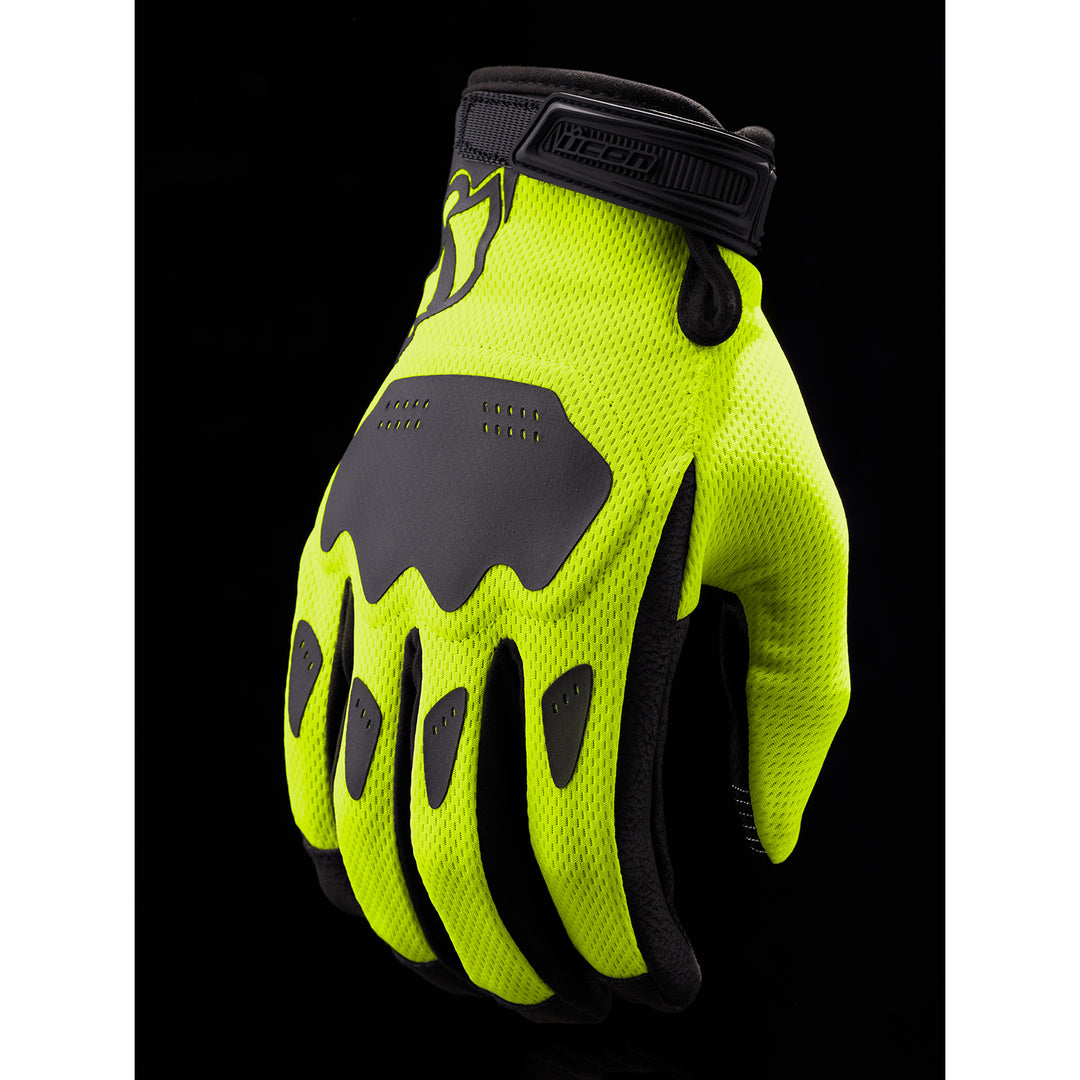 ICON Hooligan CE Gloves Vis - Back of Hand View