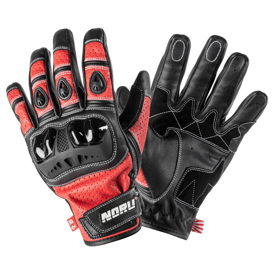Noru Furo Glove Red/Black - Back of Hand and Palm Views of Pair