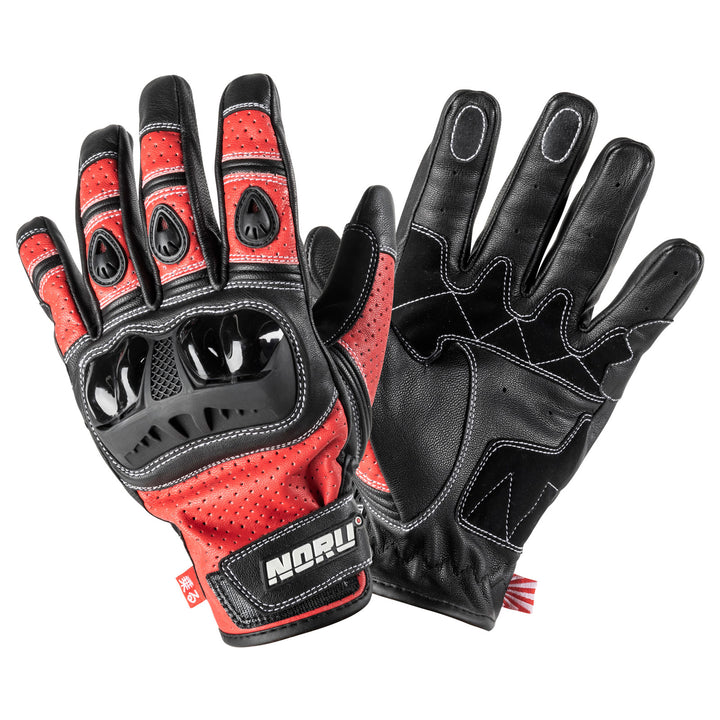Noru Furo Glove Red/Black - Back of Hand and Palm Views of Pair
