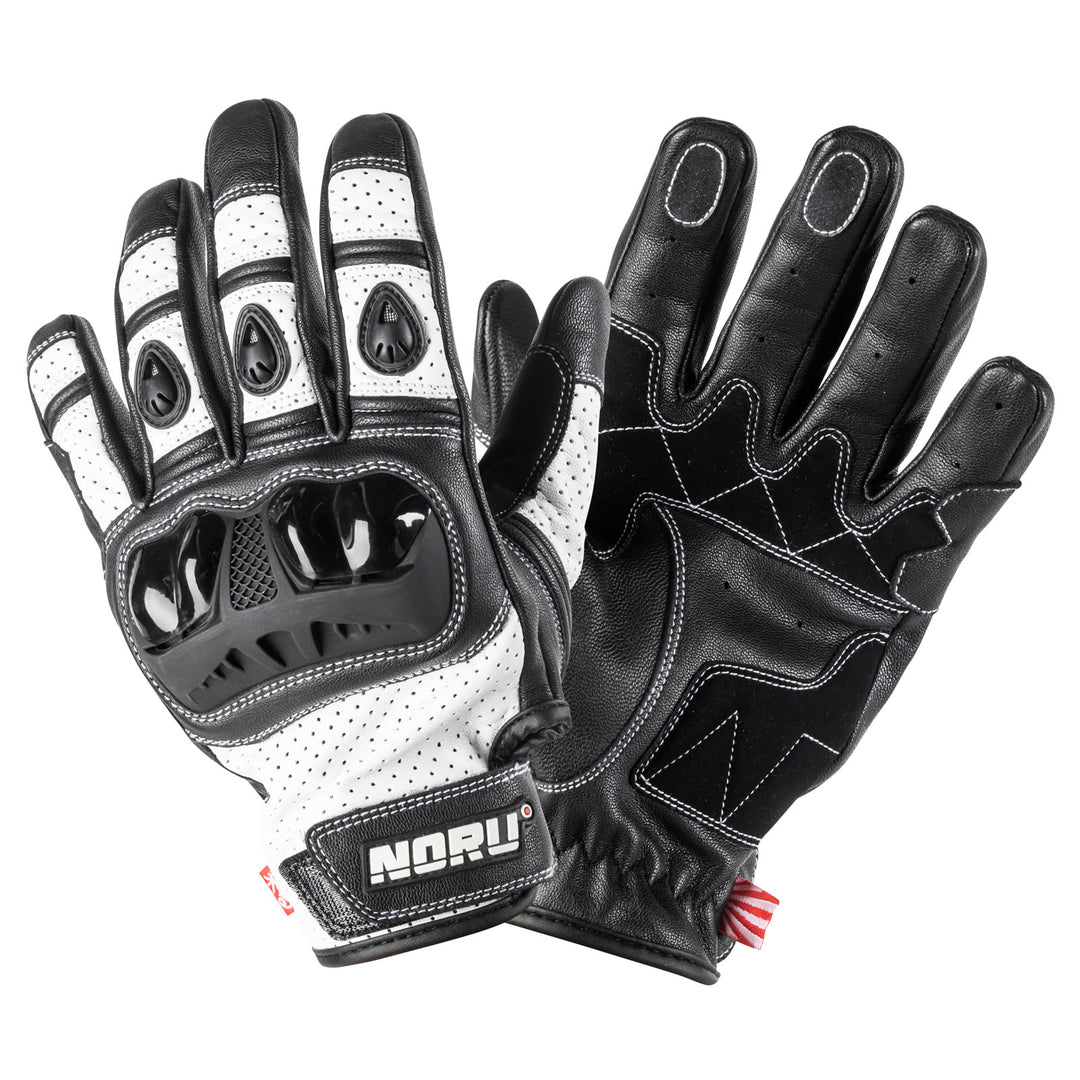 Noru Furo Glove White/Black - Back of Hand and Palm Views of Pair