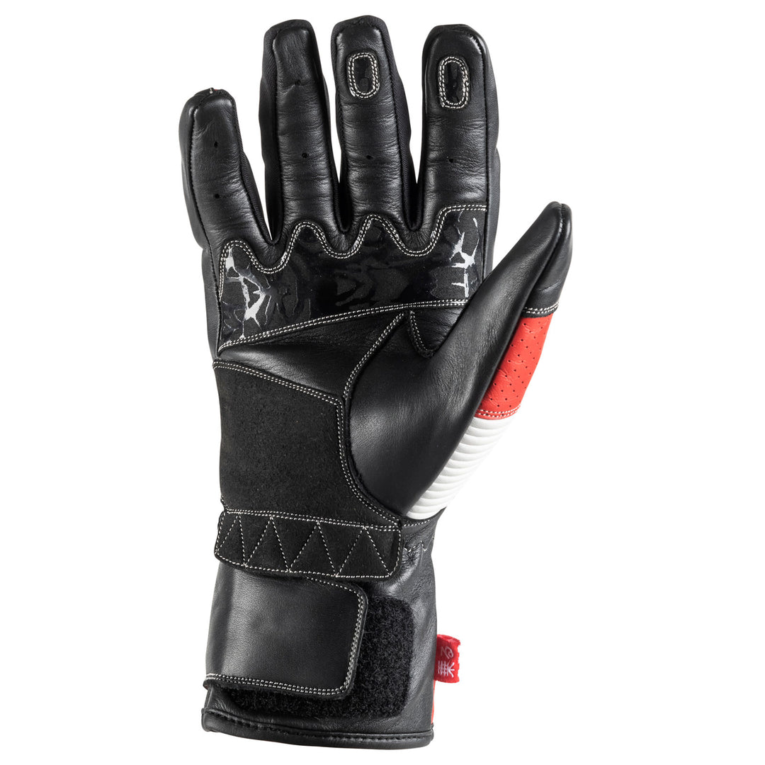 Noru Sokudo Motorcycle Street Glove Red/Black/White - Palm View