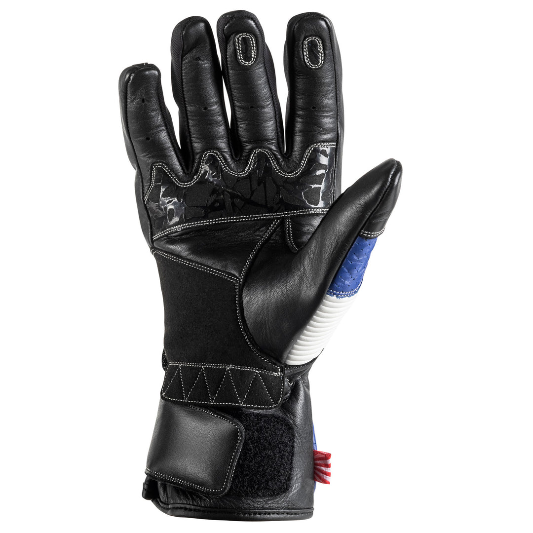 Noru Sokudo Motorcycle Street Glove Blue/Black/White - Palm View