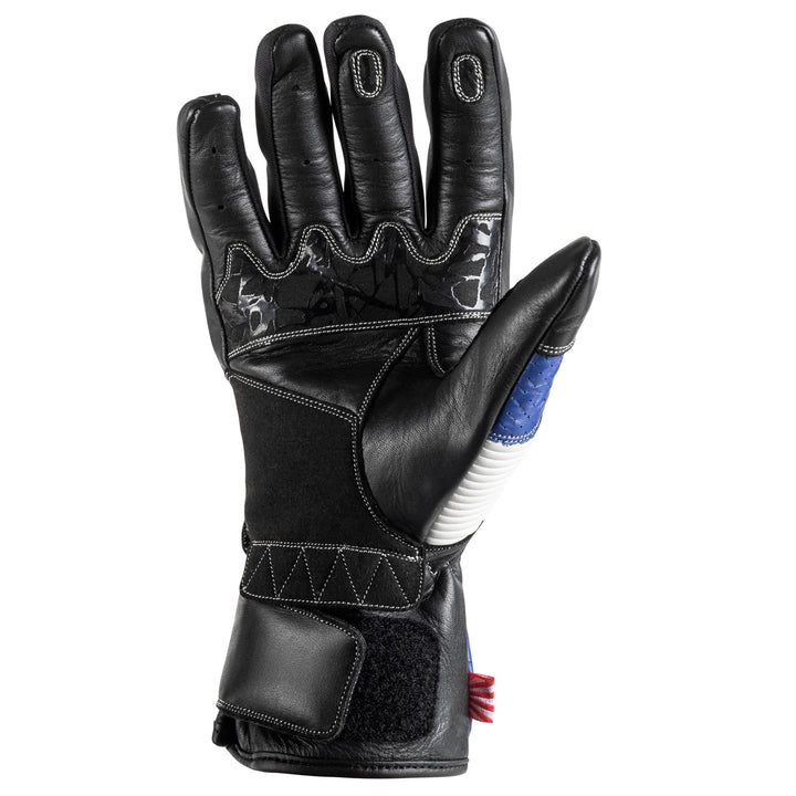 Noru Sokudo Motorcycle Street Glove Blue/Black/White - Palm View