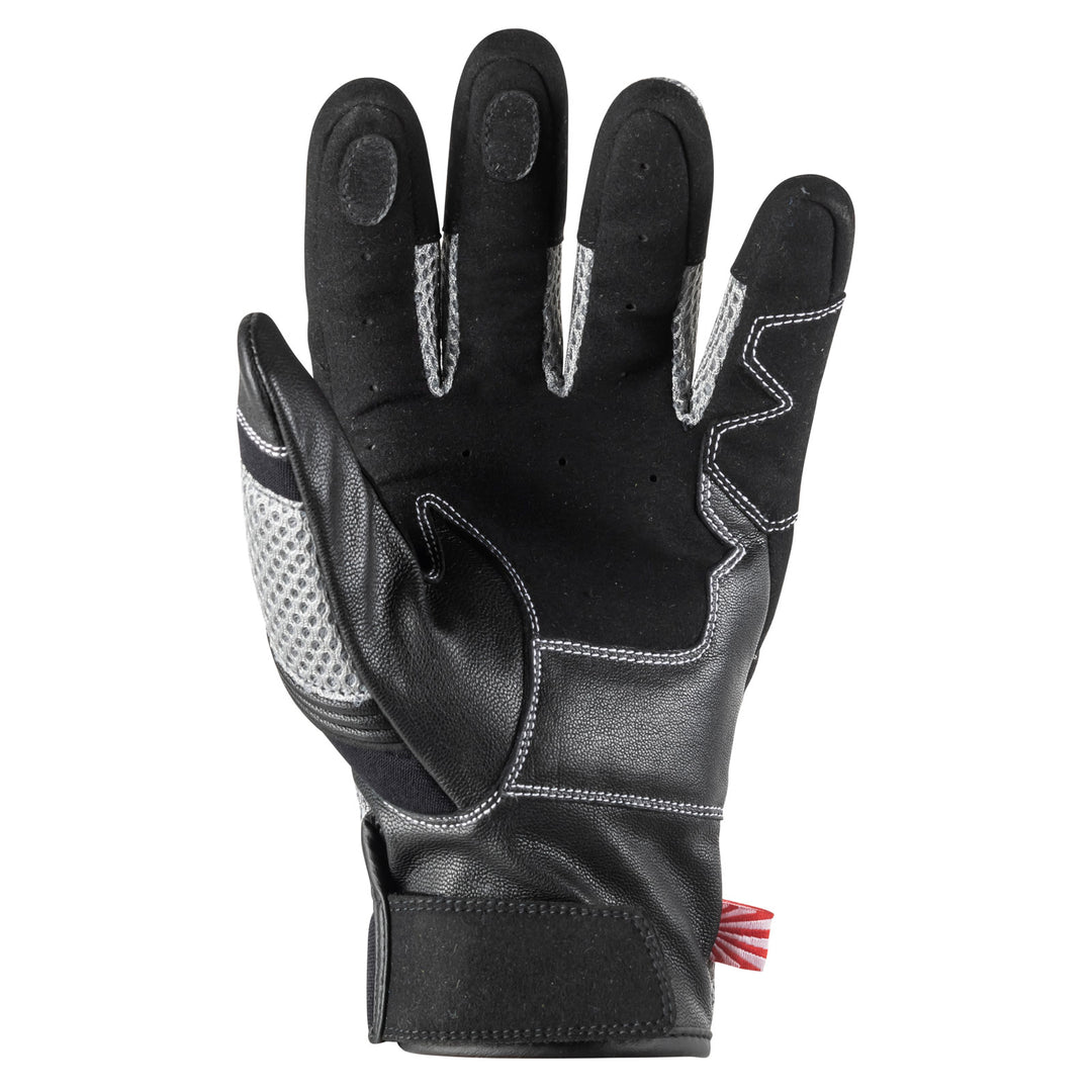 Noru Kiryu Motorcycle Street Glove Grey/Black - Palm View
