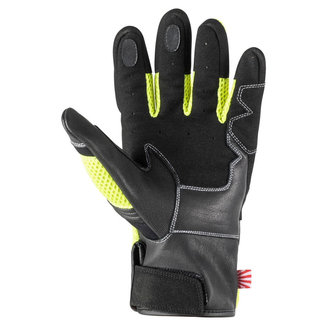 Noru Kiryu Motorcycle Street Glove Hi-Viz/Black - Palm View