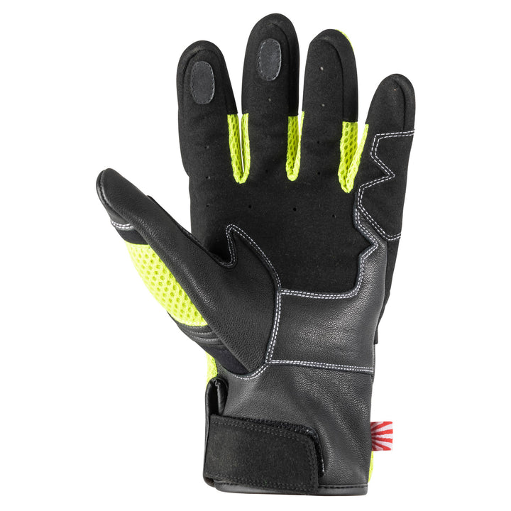 Noru Kiryu Motorcycle Street Glove Hi-Viz/Black - Palm View