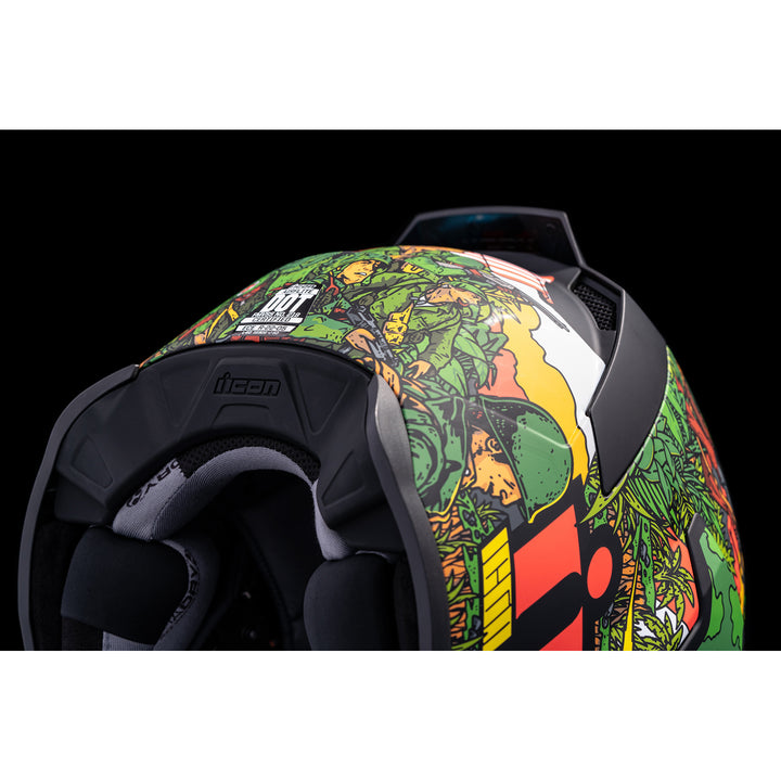 ICON Airflite™ GP23 Helmet Green - Close-Up of Rear Right Side Details
