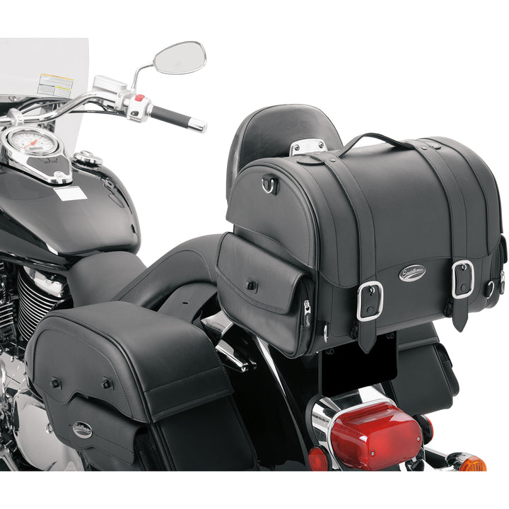 SADDLEMEN Drifter™ Express Tail Bag - Front Side View Attached to Passenger Backrest