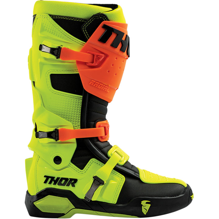 THOR Radial MX Boots Orange Fluorescent/Yellow - Outer Side View