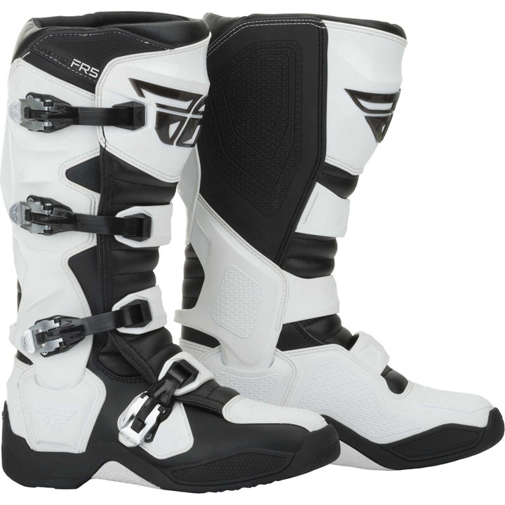 Fly Racing FR5 Boots White - Front Side View of Pair