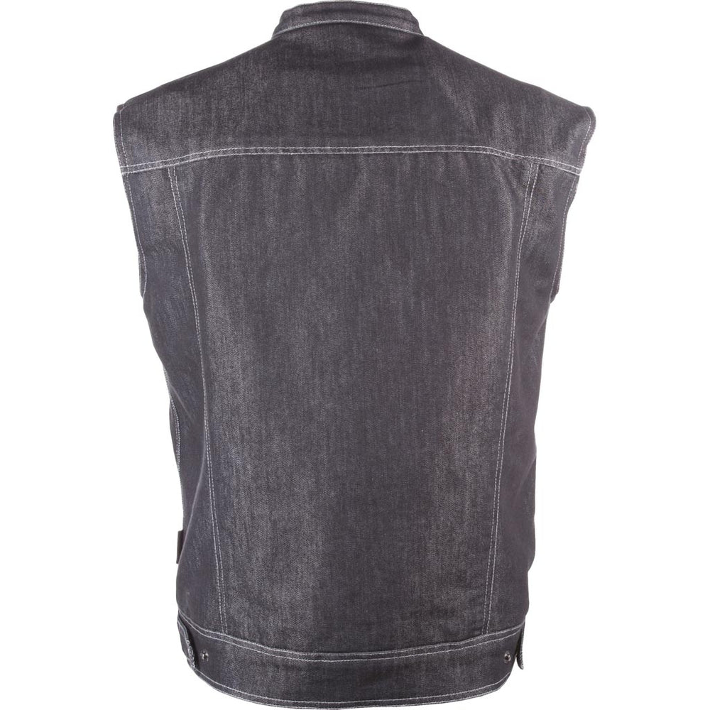 Highway 21 Iron Sights Club Collar Denim Vest Black - Rear View