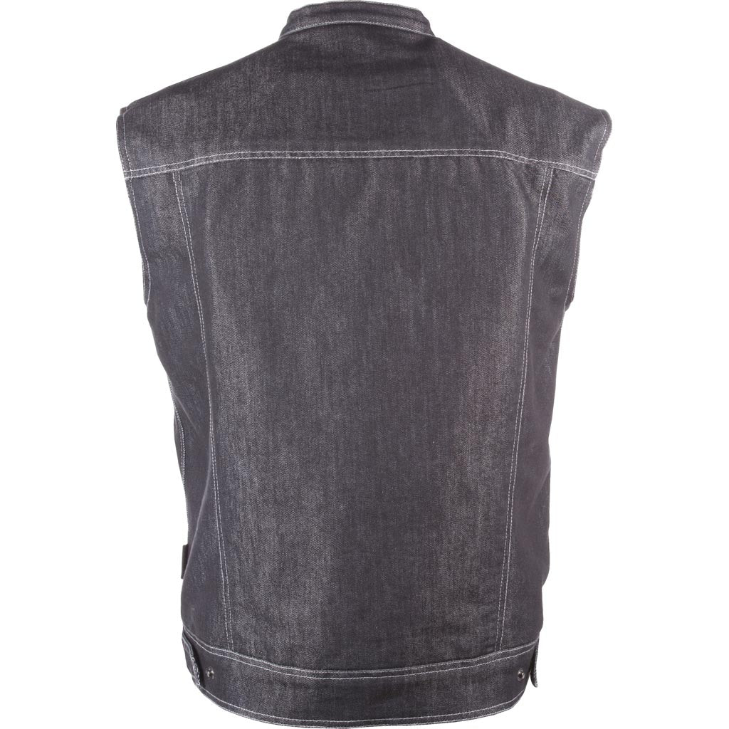 Highway 21 Iron Sights Club Collar Denim Vest Black - Rear View