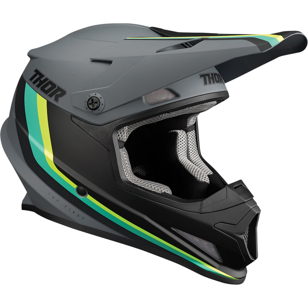 THOR Sector Runner MIPS® Helmet Gray/Teal - Front Side View