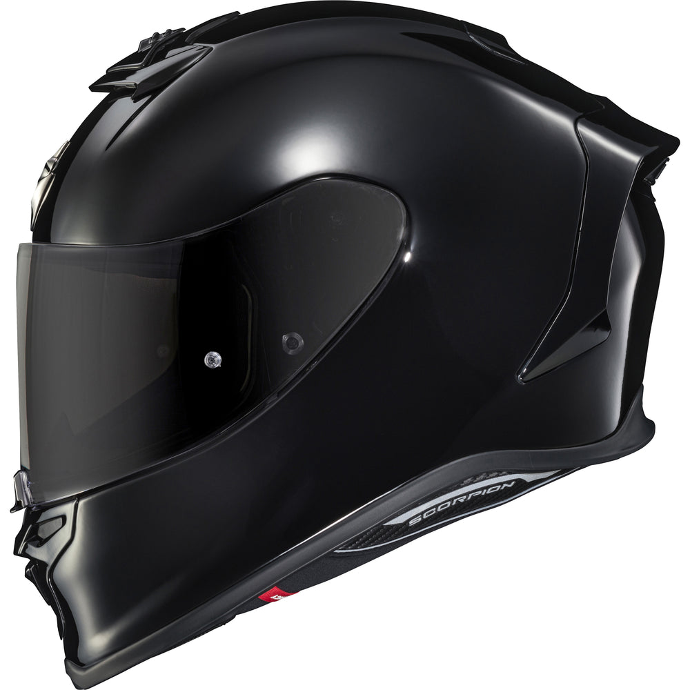 SCORPION EXO EXO-R1 Air Solid Helmet Black - Side View with Dark Smoke Faceshield