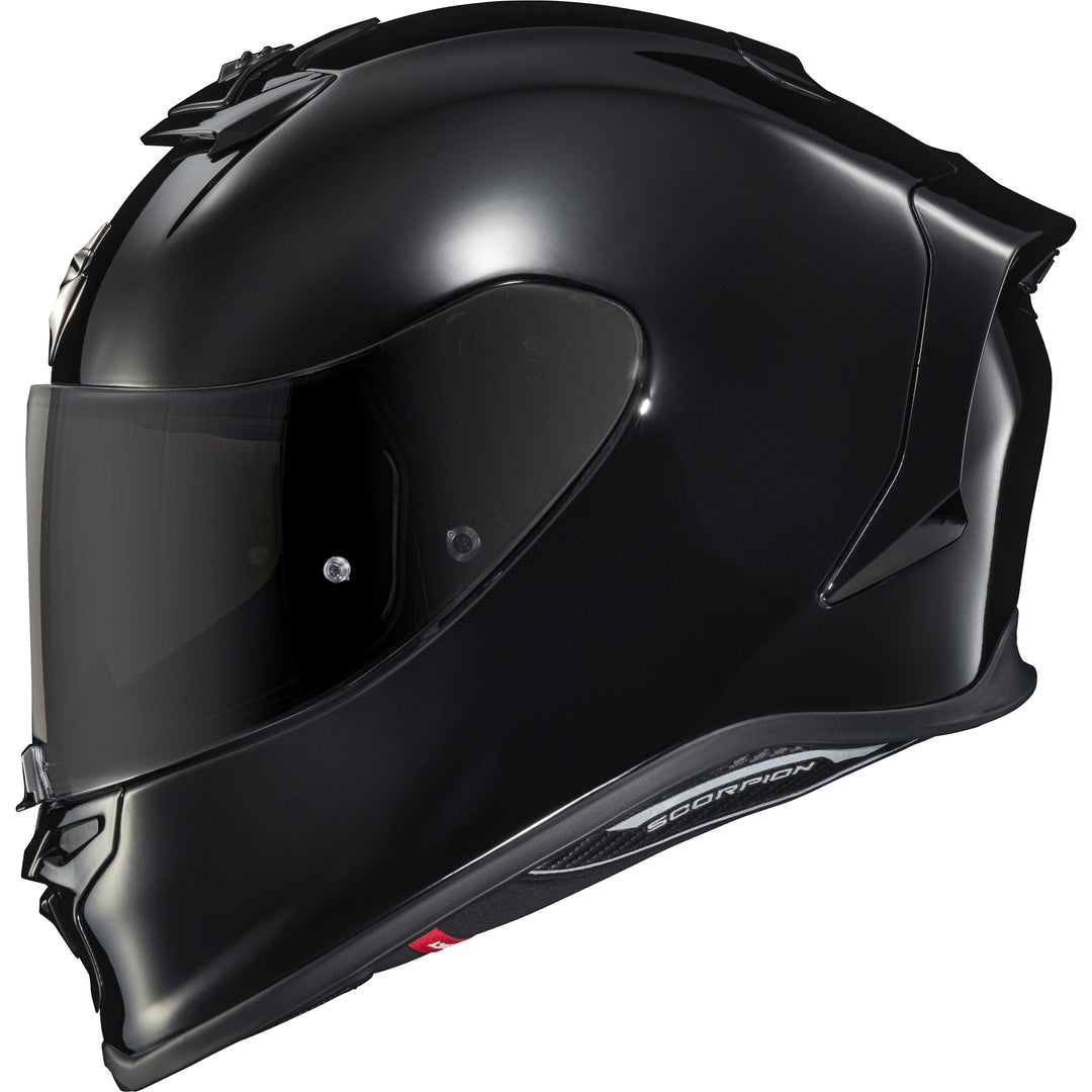 SCORPION EXO EXO-R1 Air Solid Helmet Black - Side View with Dark Smoke Faceshield