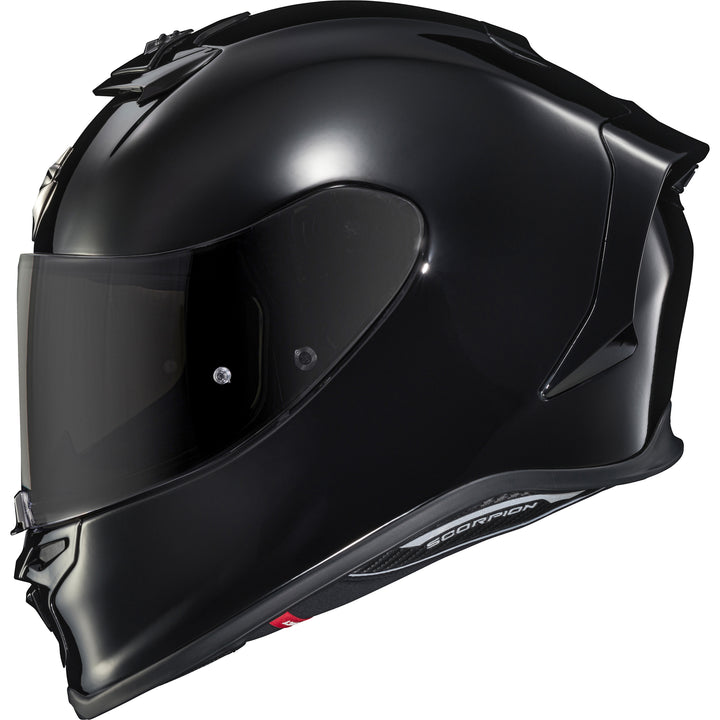 SCORPION EXO EXO-R1 Air Solid Helmet Black - Side View with Dark Smoke Faceshield