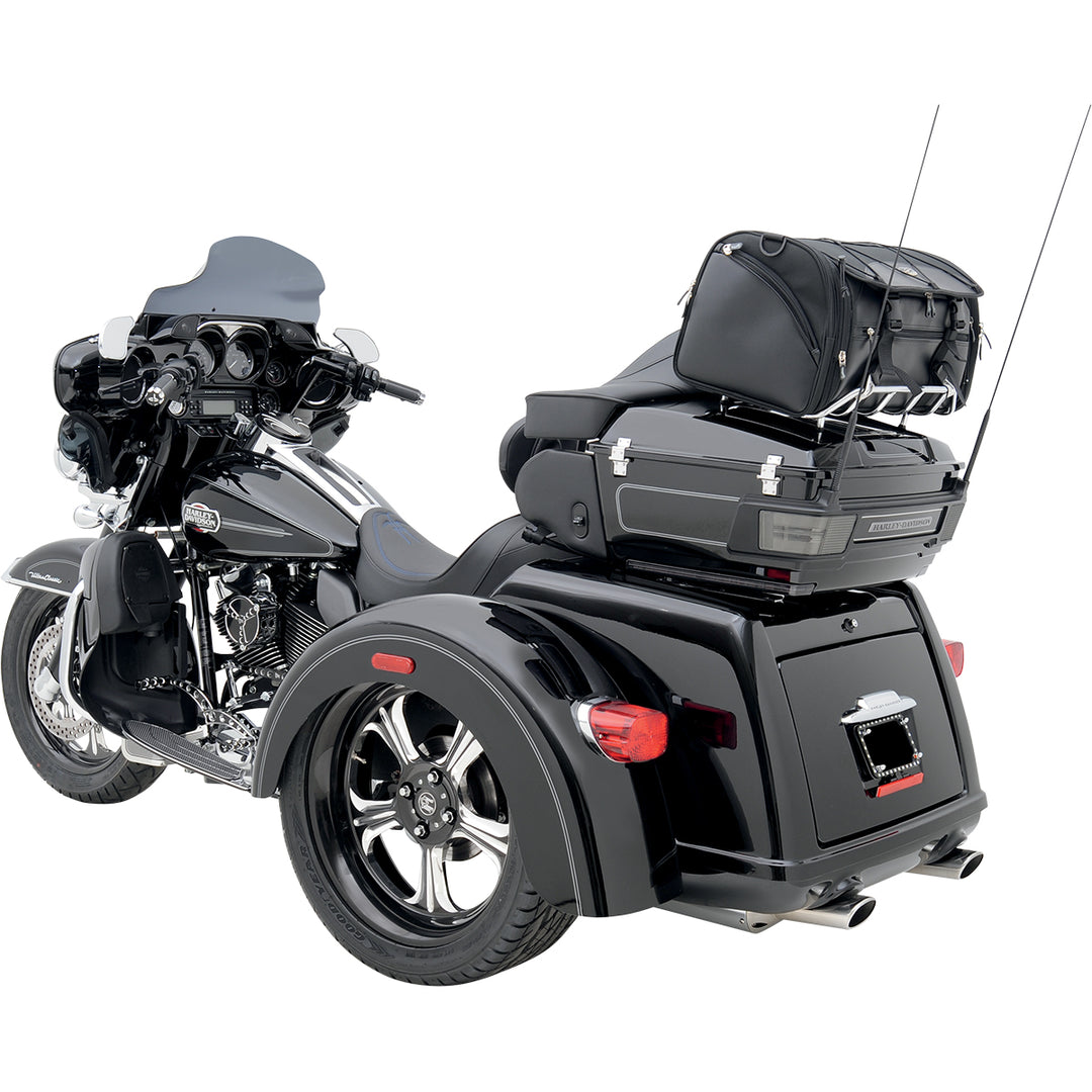 SADDLEMEN TR3300DE Deluxe Rack Bag - Side View Attached to Rear Trunk Rack