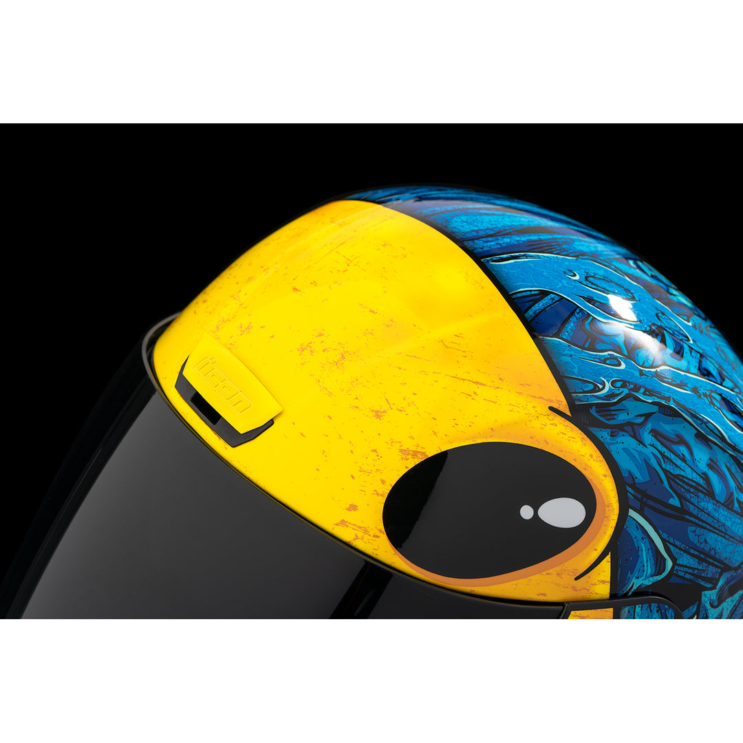 ICON Airform™ Brozak MIPS® Helmet Blue - Close-Up of Top Vent, Opened